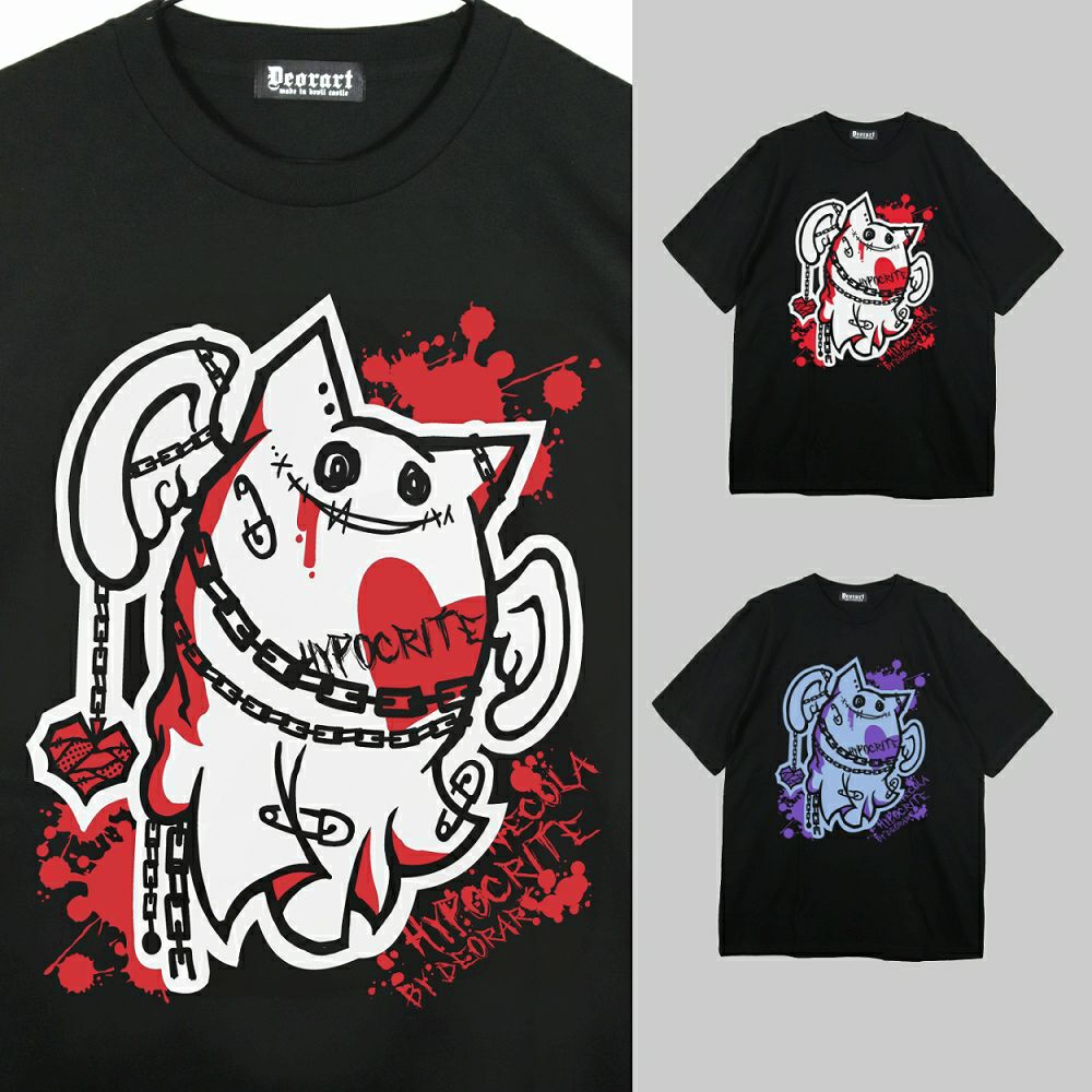 Deorart,ディオラート,ビッグT,オーバーサイズ,プリント,Tシャツ,NECOLA,ネコラ,地雷系, ペア,お揃い,天使,悪魔,メタル系,ライブ,V系,emo,Vrock