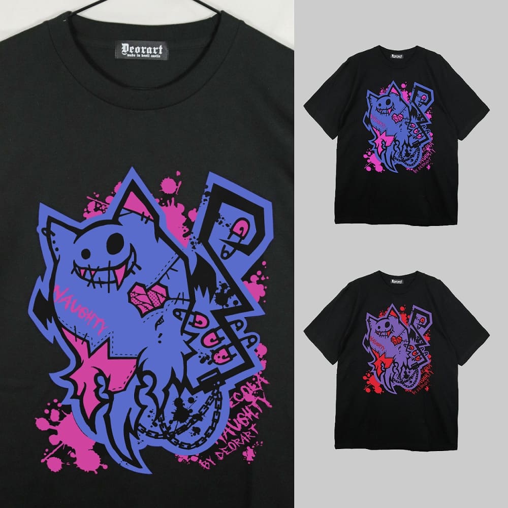 Deorart,ディオラート,ビッグT,オーバーサイズ,プリント,Tシャツ,NECOLA,ネコラ,地雷系,ペア,お揃い,天使,悪魔,メタル系,ライブ,V系,emo,Vrock