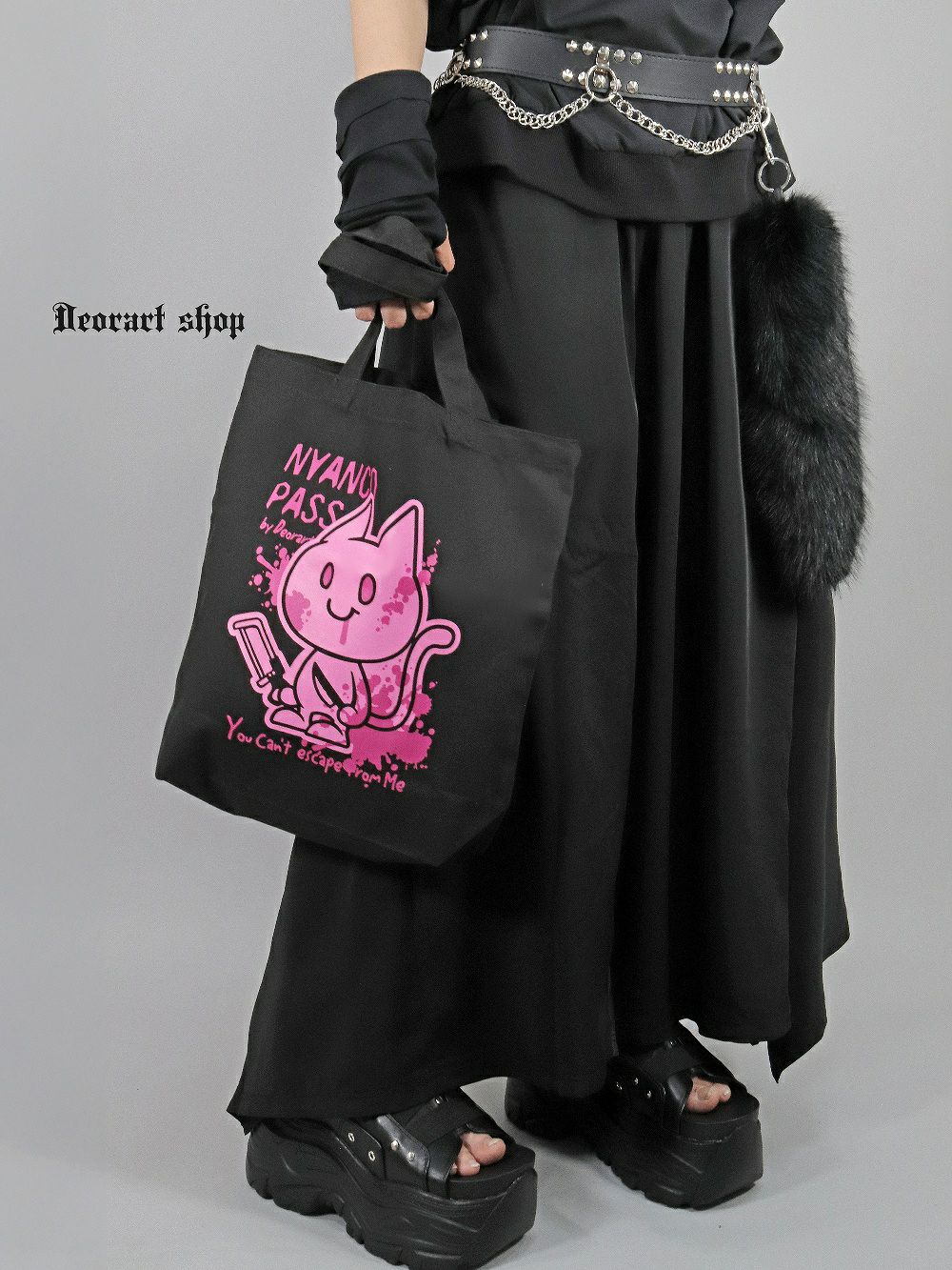 Deorart,ディオラート,パンクロック,サブカル系,NECOLA,ネコラ,地雷系, ペア,お揃い,バッグ,キャラクター,病み,猫,サブバッグ,エコバッグ,ライブ,V系,emo,Vrock