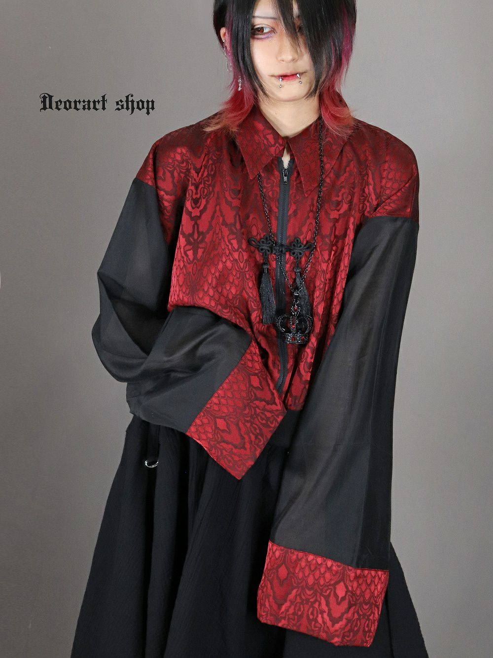 Deorart,ディオラート,地雷系,中華風,ネオチャイナ,和風,サイバー,原宿系,ジャージ,透け,シアー,V系,goth china,,emo,punk,rock,harajyuku ,ゴシック,モード,ファッション,服,通販