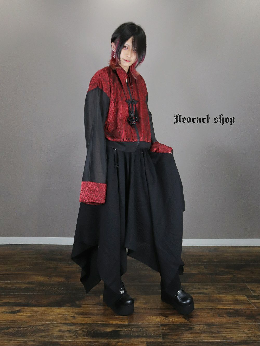 Deorart,ディオラート,地雷系,中華風,ネオチャイナ,和風,サイバー,原宿系,ジャージ,透け,シアー,V系,goth china,,emo,punk,rock,harajyuku ,ゴシック,モード,ファッション,服,通販