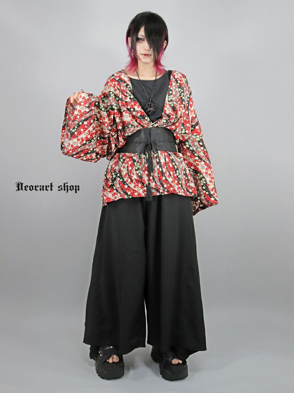 Deorart,ディオラート,和装,和柄,羽織り,浴衣,着物,赤,青,派手,ゴシック,和ゴス,コスプレ,衣装,, 地雷系,ライブ,V系,emo,Vrock,kimono,anime,fashion