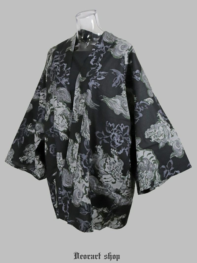 Deorart,ディオラート,和装,和柄,羽織り,浴衣,着物,白,黒,狛犬,獅子,中華柄,派手,ゴシック,和ゴス,コスプレ,衣装,, 地雷系,ライブ,V系,emo,Vrock,kimono,anime,fashion