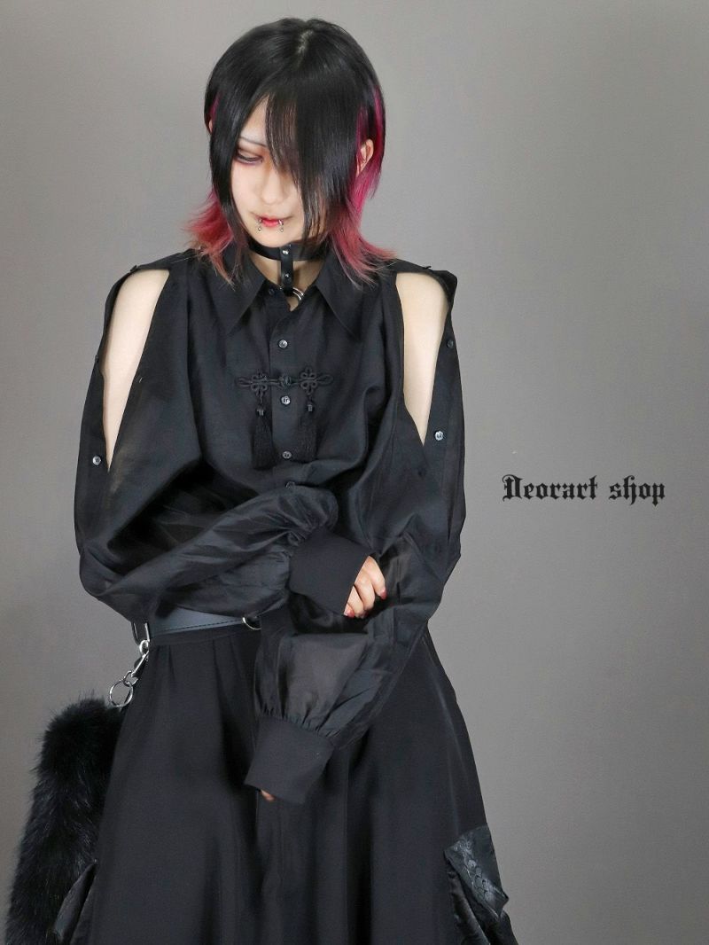 Deorart,ディオラート,地雷系,中華風,ネオチャイナ,和風,サイバー,原宿系,ジャージ,シアー,肩だし,セクシー,透け,V系,goth china,,emo,punk,rock,harajyuku,ゴシック,モード,ファッション,服,通販