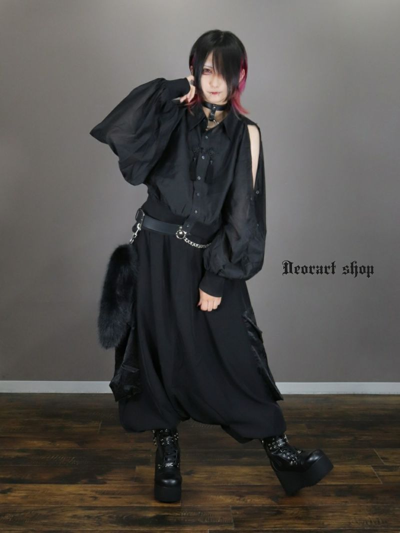 Deorart,ディオラート,地雷系,中華風,ネオチャイナ,和風,サイバー,原宿系,ジャージ,シアー,肩だし,セクシー,透け,V系,goth china,,emo,punk,rock,harajyuku,ゴシック,モード,ファッション,服,通販