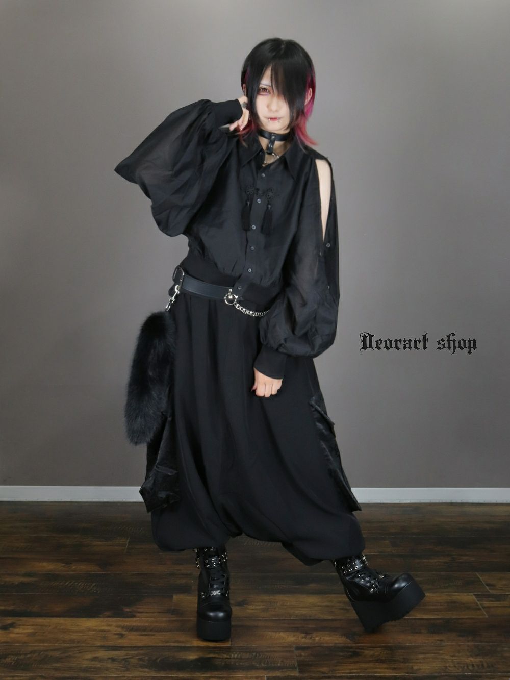 Deorart,ディオラート,地雷系,中華風,ネオチャイナ,和風,サイバー,原宿系,ジャージ,シアー,肩だし,セクシー,透け,V系,goth china,,emo,punk,rock,harajyuku,ゴシック,モード,ファッション,服,通販