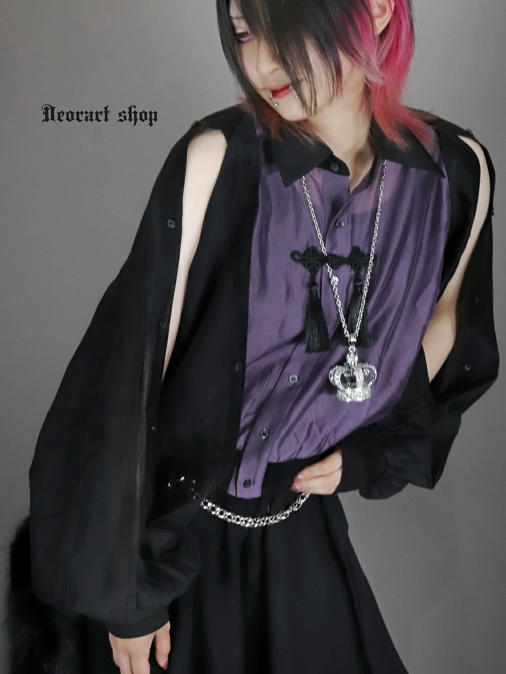 Deorart,ディオラート,地雷系,中華風,ネオチャイナ,和風,サイバー,原宿系,ジャージ,シアー,肩だし,セクシー,透け,V系,goth china,,emo,punk,rock,harajyuku,ゴシック,モード,ファッション,服,通販