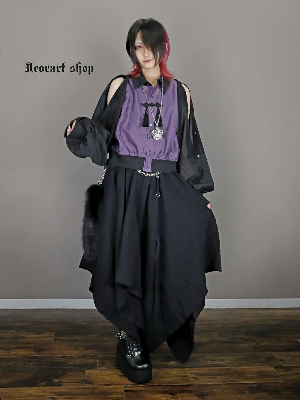 Deorart,ディオラート,地雷系,中華風,ネオチャイナ,和風,サイバー,原宿系,ジャージ,シアー,肩だし,セクシー,透け,V系,goth china,,emo,punk,rock,harajyuku,ゴシック,モード,ファッション,服,通販