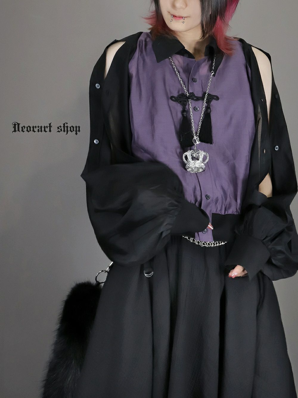 Deorart,ディオラート,地雷系,中華風,ネオチャイナ,和風,サイバー,原宿系,ジャージ,シアー,肩だし,セクシー,透け,V系,goth china,,emo,punk,rock,harajyuku,ゴシック,モード,ファッション,服,通販