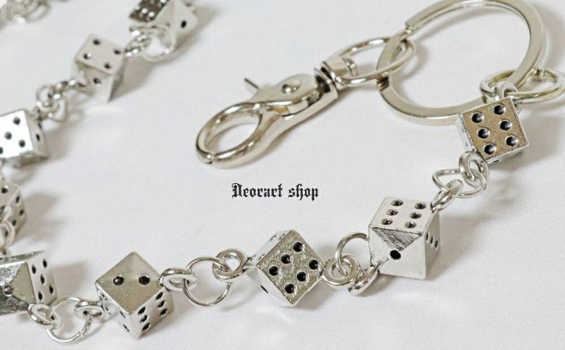 ウォレット　チェーン　サイコロ　ダイス 楽天市場】サイコロ ウォレットチェーン 3連チェーン シルバー メンズ