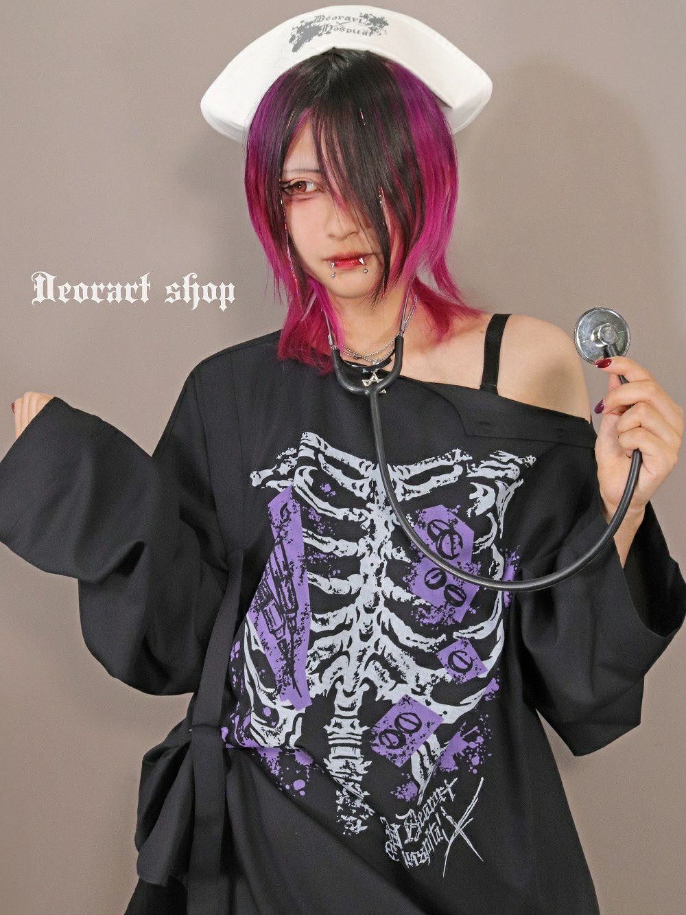 Deorart,ディオラート,ハロウィン・コスプレ・ナースキャップ・ナースハット,病院,ゾンビ,テーマパークコーデ,ホラー・衣装・大人・メンズ・レディス,包帯,ナースコーデ,ドクター,注射器,医者,白衣,マッドサイエンティスト,通販,地雷系,,V系,ヴィジュアル系,男,ファッション,mad scientist,emo,fashion