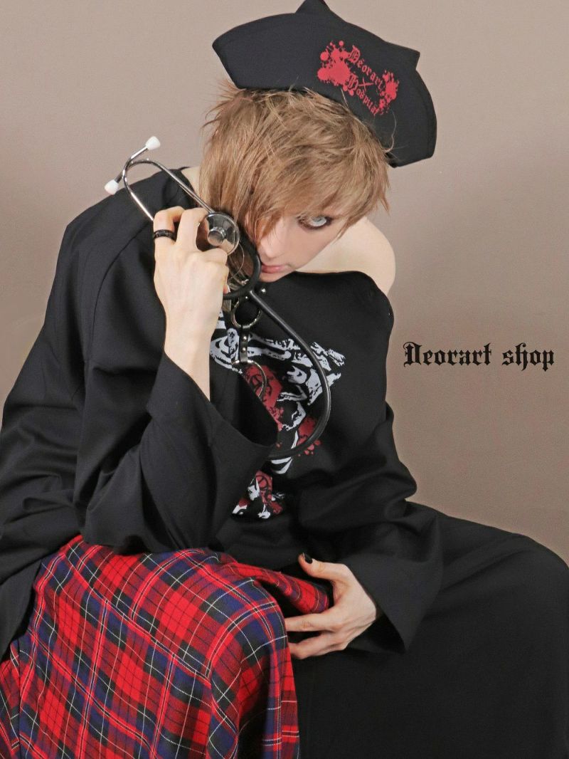 Deorart,ディオラート,ハロウィン・コスプレ・ナースキャップ・ナースハット,病院,ゾンビ,テーマパークコーデ,ホラー・衣装・大人・メンズ・レディス,包帯,ナースコーデ,ドクター,注射器,医者,白衣,マッドサイエンティスト,通販,地雷系,,V系,ヴィジュアル系,男,ファッション,mad scientist,emo,fashion