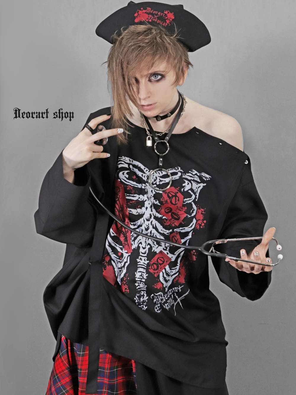 Deorart,ディオラート,ハロウィン・コスプレ・ナースキャップ・ナースハット,病院,ゾンビ,テーマパークコーデ,ホラー・衣装・大人・メンズ・レディス,包帯,ナースコーデ,ドクター,注射器,医者,白衣,マッドサイエンティスト,通販,地雷系,,V系,ヴィジュアル系,男,ファッション,mad scientist,emo,fashion
