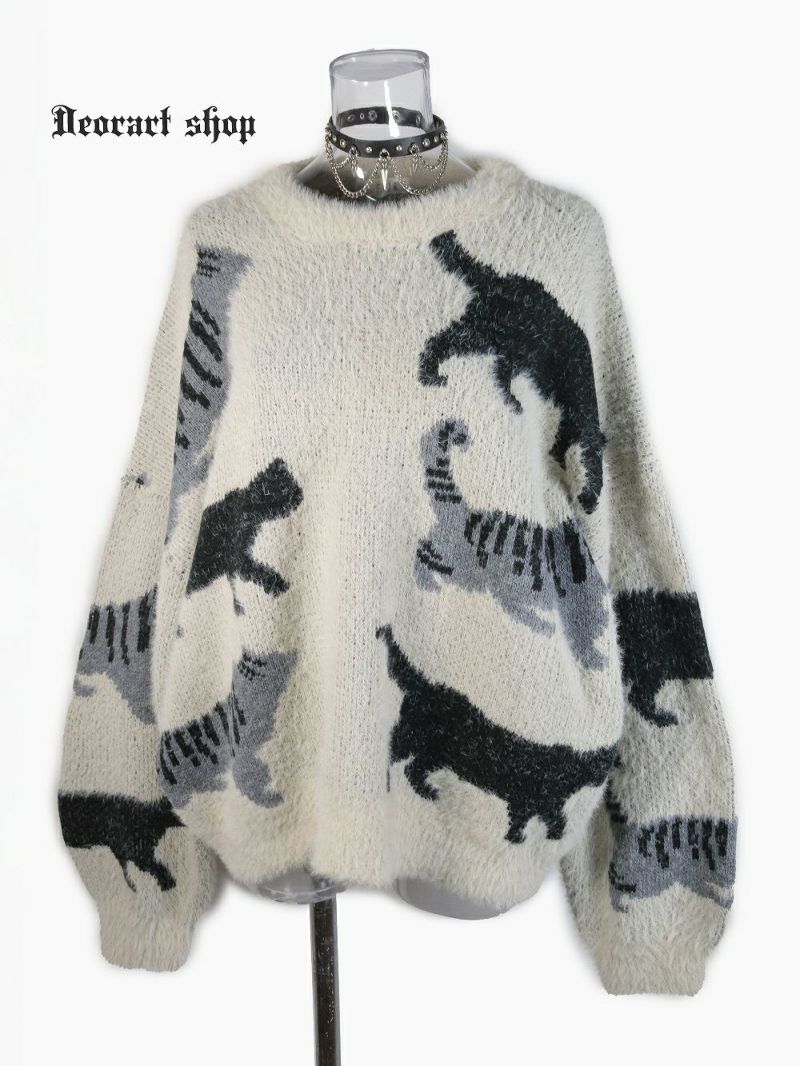 Deorart,ディオラート,通販,アパレル,ニット,プルオーバー,かわいい,大きい,オーバーサイズ,猫柄,ネコ柄ニット,秋冬,ふわふわ,20代,30代,40代,地雷系女子,地雷系男子,地雷系ファッション