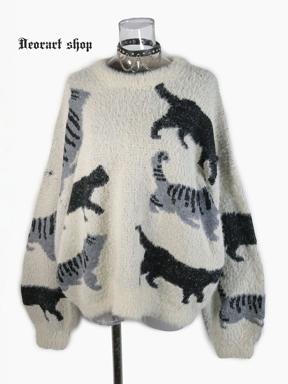 Deorart,ディオラート,通販,アパレル,ニット,プルオーバー,かわいい,大きい,オーバーサイズ,猫柄,ネコ柄ニット,秋冬,ふわふわ,20代,30代,40代,地雷系女子,地雷系男子,地雷系ファッション