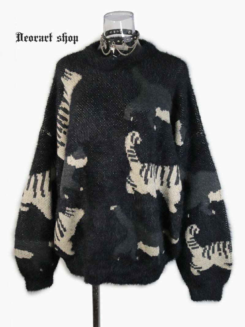 Deorart,ディオラート,通販,アパレル,ニット,プルオーバー,かわいい,大きい,オーバーサイズ,猫柄,ネコ柄ニット,秋冬,ふわふわ,20代,30代,40代,地雷系女子,地雷系男子,地雷系ファッション