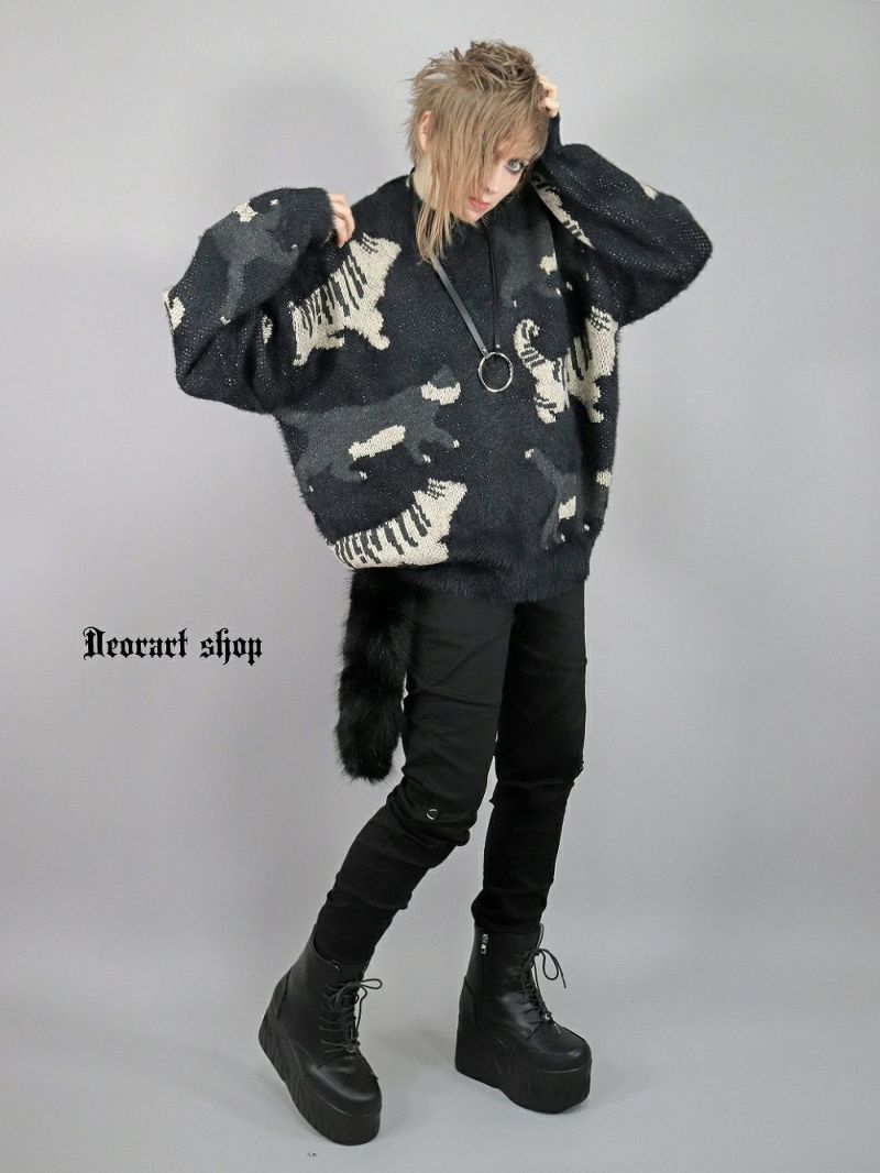 Deorart,ディオラート,通販,アパレル,ニット,プルオーバー,かわいい,大きい,オーバーサイズ,猫柄,ネコ柄ニット,秋冬,ふわふわ,20代,30代,40代,地雷系女子,地雷系男子,地雷系ファッション