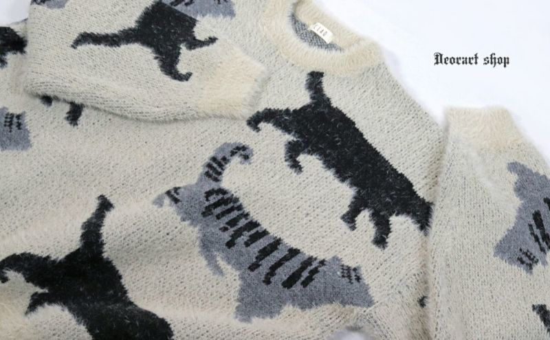 Deorart,ディオラート,通販,アパレル,ニット,プルオーバー,かわいい,大きい,オーバーサイズ,猫柄,ネコ柄ニット,秋冬,ふわふわ,20代,30代,40代,地雷系女子,地雷系男子,地雷系ファッション