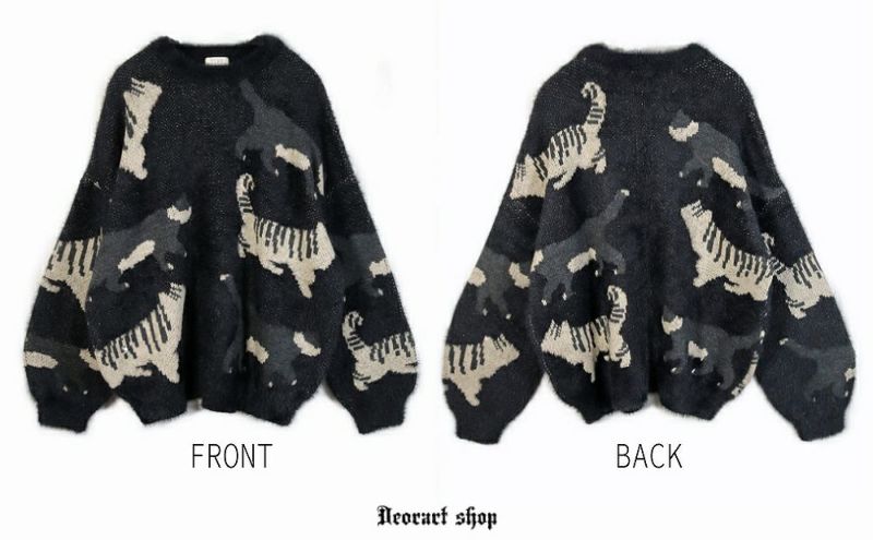 Deorart,ディオラート,通販,アパレル,ニット,プルオーバー,かわいい,大きい,オーバーサイズ,猫柄,ネコ柄ニット,秋冬,ふわふわ,20代,30代,40代,地雷系女子,地雷系男子,地雷系ファッション