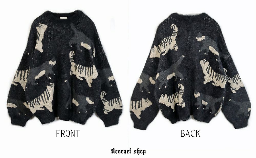 Deorart,ディオラート,通販,アパレル,ニット,プルオーバー,かわいい,大きい,オーバーサイズ,猫柄,ネコ柄ニット,秋冬,ふわふわ,20代,30代,40代,地雷系女子,地雷系男子,地雷系ファッション