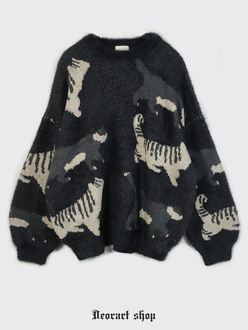 Deorart,ディオラート,通販,アパレル,ニット,プルオーバー,かわいい,大きい,オーバーサイズ,猫柄,ネコ柄ニット,秋冬,ふわふわ,20代,30代,40代,地雷系女子,地雷系男子,地雷系ファッション