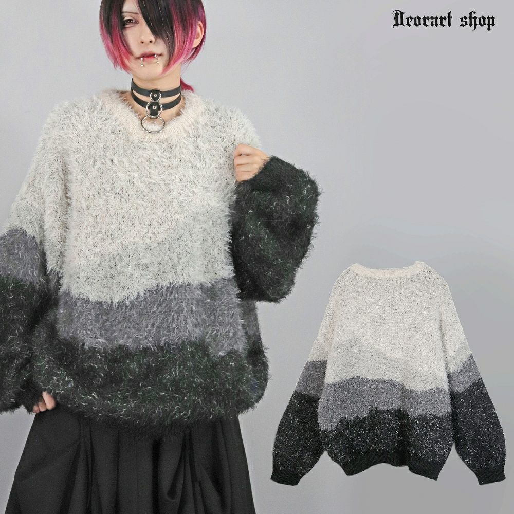 Deorart,ディオラート,通販,アパレル,ニット,プルオーバー,かわいい,かっこいい,デート服,オーバーサイズ,グラデーション柄,配色ニット,秋冬,ふわふわ,20代,30代,40代,地雷系女子,地雷系男子,メンズファッション