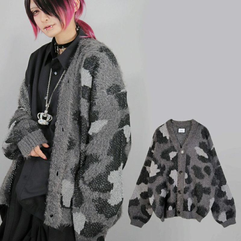 BY7107 レオパード柄 ニット Vカーディガン [豹柄] | Deorart shop