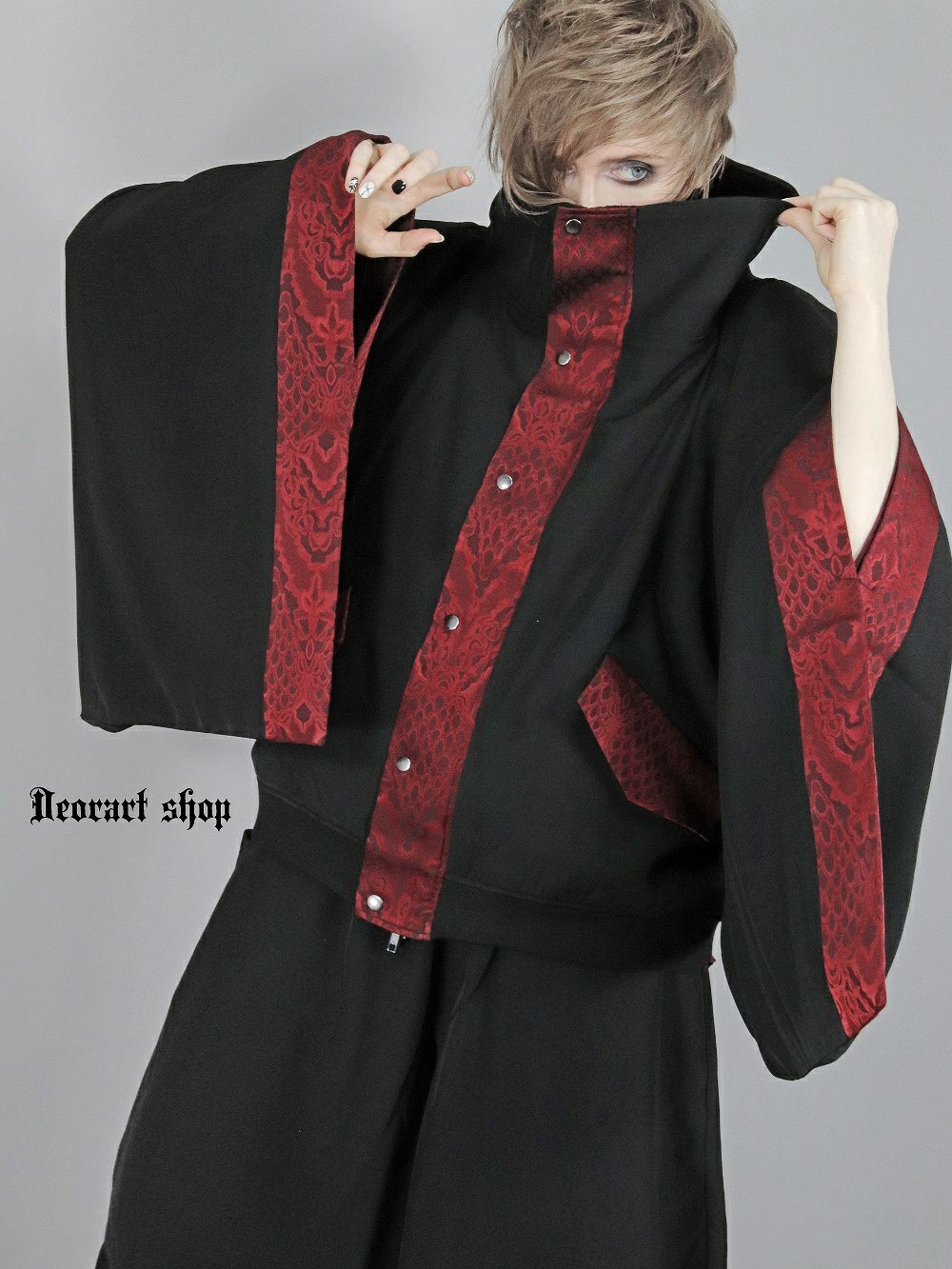 Deorart,ディオラート,冬コート,アウター,V系,ヴィジュアル系,ホスト,バンド,着物袖,和装,トンビコート,忍,コート,暁,ジャケット,振袖,妖怪妖怪,通販, Y2K,Vkei,anime,goth,emo,fashion,japan,kimono,ninjya,akatsuki,naruto,geisha,,Jrock