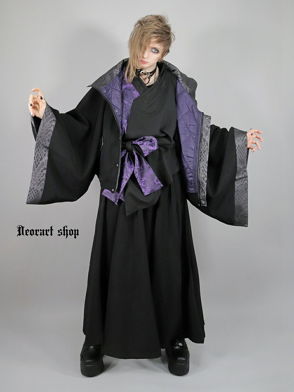 Deorart,ディオラート,冬コート,アウター,V系,ヴィジュアル系,ホスト,バンド,着物袖,和装,トンビコート,忍,コート,暁,ジャケット,振袖,妖怪妖怪,通販, Y2K,Vkei,anime,goth,emo,fashion,japan,kimono,ninjya,akatsuki,naruto,geisha,,Jrock