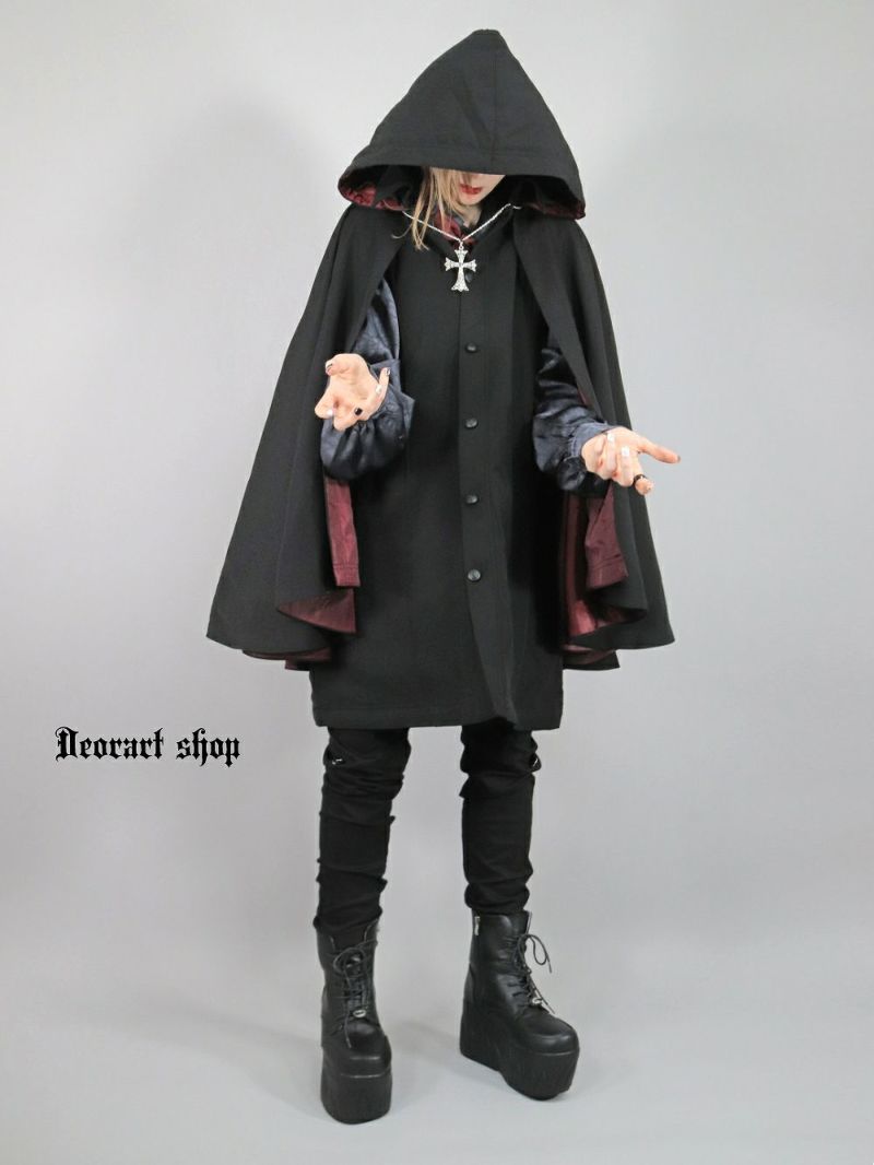 Deorart,ディオラート,冬コート,アウター,V系,ヴィジュアル系,ホスト,バンド,着物袖,和装,トンビコート,神父,エクソシスト,ジャケット,吸血鬼,ヴァンパイア,通販, Y2K,Vkei,anime,goth,emo,fashion,japan,kimono,ninjya,geisha,,Jrock