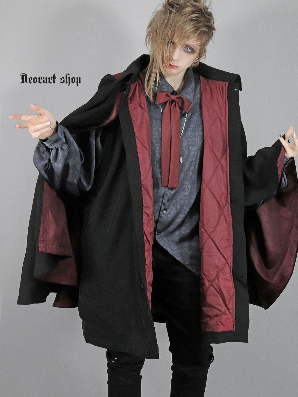 Deorart,ディオラート,冬コート,アウター,V系,ヴィジュアル系,ホスト,バンド,着物袖,和装,トンビコート,神父,エクソシスト,ジャケット,吸血鬼,ヴァンパイア,通販, Y2K,Vkei,anime,goth,emo,fashion,japan,kimono,ninjya,geisha,,Jrock