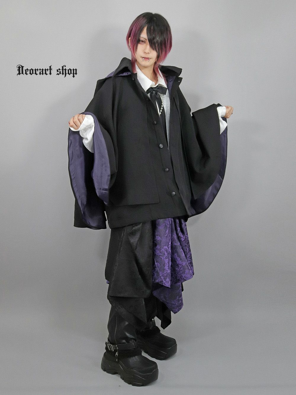 Deorart,ディオラート,冬コート,アウター,V系,ヴィジュアル系,ホスト,バンド,着物袖,和装,トンビコート,神父,エクソシスト,ジャケット,吸血鬼,ヴァンパイア,通販, Y2K,Vkei,anime,goth,emo,fashion,japan,kimono,ninjya,geisha,,Jrock