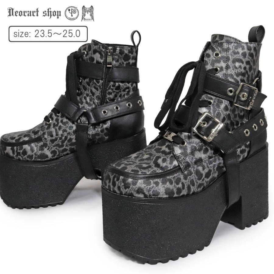BY4305 [ 23.5～27.0cm ] 豹柄 ハーネスベルト ショートブーツ (YOSUKE