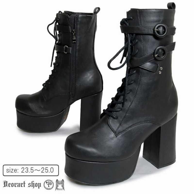 Deorart,ディオラート,厚底ブーツ,黒,ブーツ,原宿系ファッション,ベルト付,通販,20代,30代,40代,V系ファッション,秋冬,レディース,メンズ