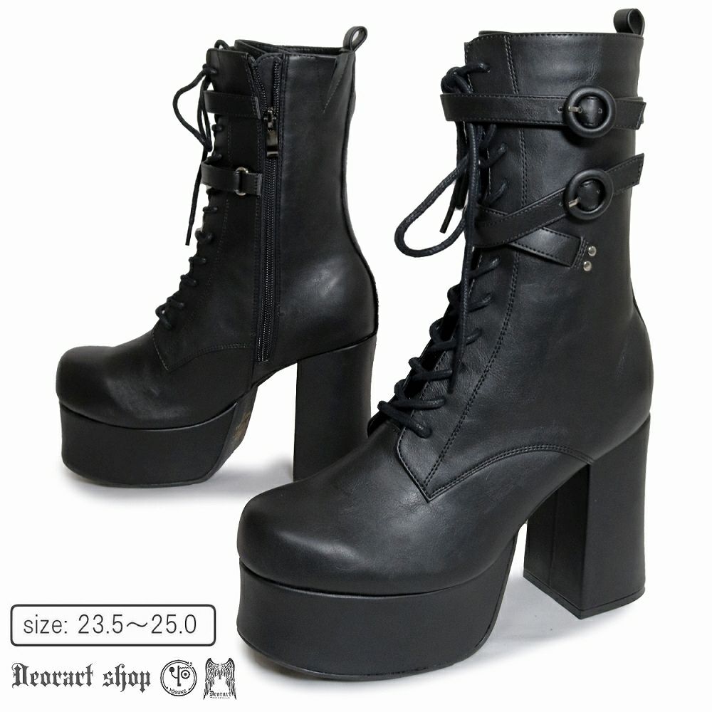 Deorart,ディオラート,厚底ブーツ,黒,ブーツ,原宿系ファッション,ベルト付,通販,20代,30代,40代,V系ファッション,秋冬,レディース,メンズ