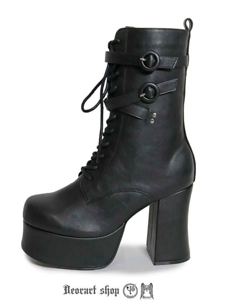 Deorart,ディオラート,厚底ブーツ,黒,ブーツ,原宿系ファッション,ベルト付,通販,20代,30代,40代,V系ファッション,秋冬,レディース,メンズ