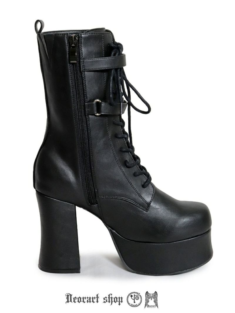 Deorart,ディオラート,厚底ブーツ,黒,ブーツ,原宿系ファッション,ベルト付,通販,20代,30代,40代,V系ファッション,秋冬,レディース,メンズ
