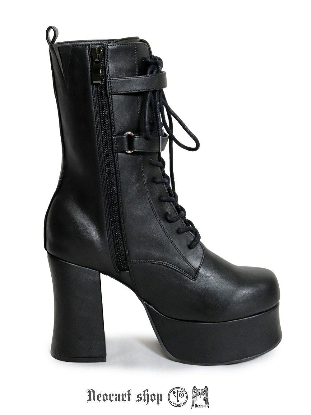 Deorart,ディオラート,厚底ブーツ,黒,ブーツ,原宿系ファッション,ベルト付,通販,20代,30代,40代,V系ファッション,秋冬,レディース,メンズ