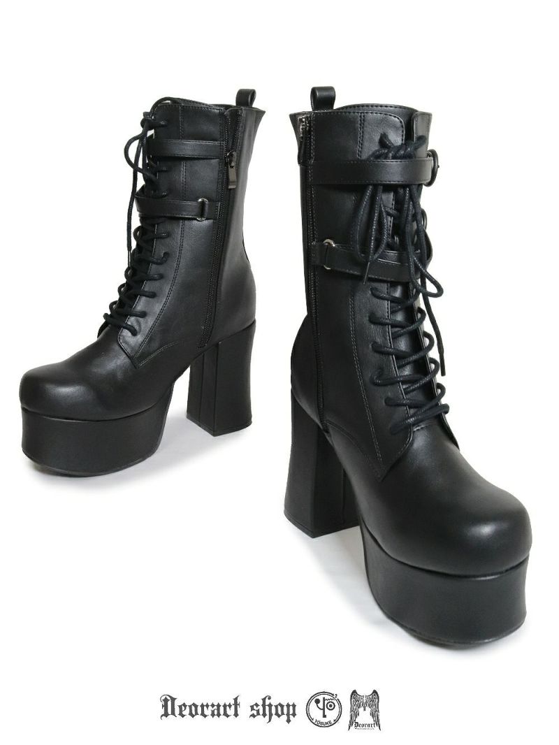Deorart,ディオラート,厚底ブーツ,黒,ブーツ,原宿系ファッション,ベルト付,通販,20代,30代,40代,V系ファッション,秋冬,レディース,メンズ