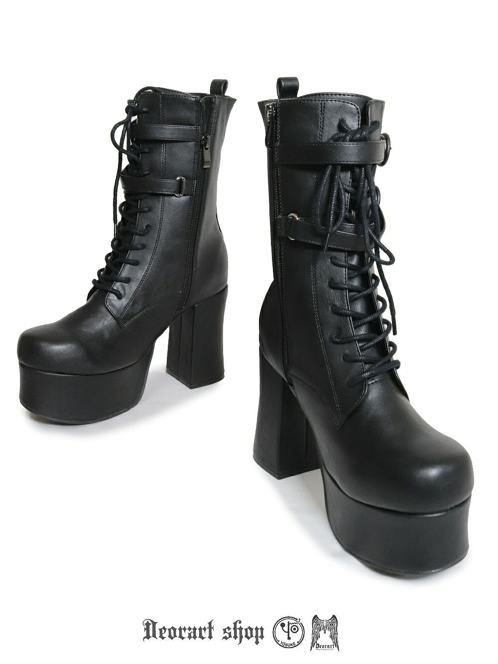 Deorart,ディオラート,厚底ブーツ,黒,ブーツ,原宿系ファッション,ベルト付,通販,20代,30代,40代,V系ファッション,秋冬,レディース,メンズ