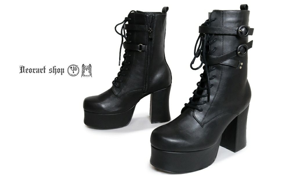 Deorart,ディオラート,厚底ブーツ,黒,ブーツ,原宿系ファッション,ベルト付,通販,20代,30代,40代,V系ファッション,秋冬,レディース,メンズ