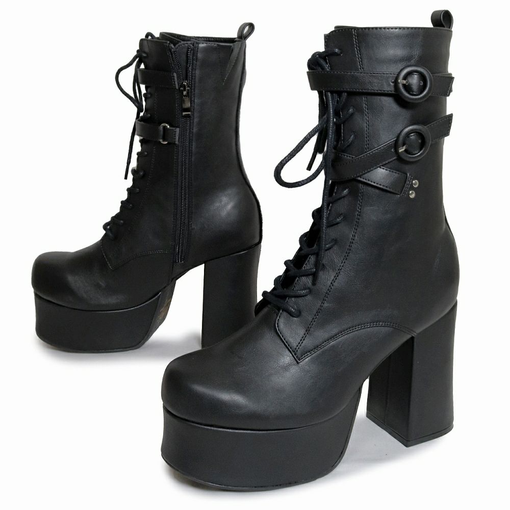 Deorart,ディオラート,厚底ブーツ,黒,ブーツ,原宿系ファッション,ベルト付,通販,20代,30代,40代,V系ファッション,秋冬,レディース,メンズ