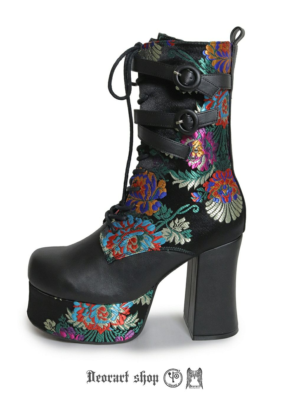 Deorart,ディオラート,厚底ブーツ,和柄,ブーツ,原宿系ファッション,ベルト付,通販,20代,30代,40代,V系ファッション,秋冬,レディース,メンズ