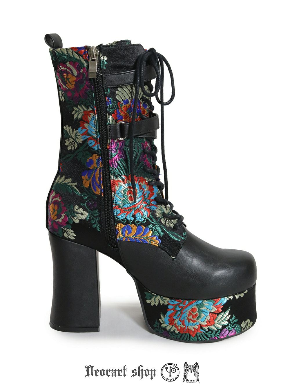 Deorart,ディオラート,厚底ブーツ,和柄,ブーツ,原宿系ファッション,ベルト付,通販,20代,30代,40代,V系ファッション,秋冬,レディース,メンズ