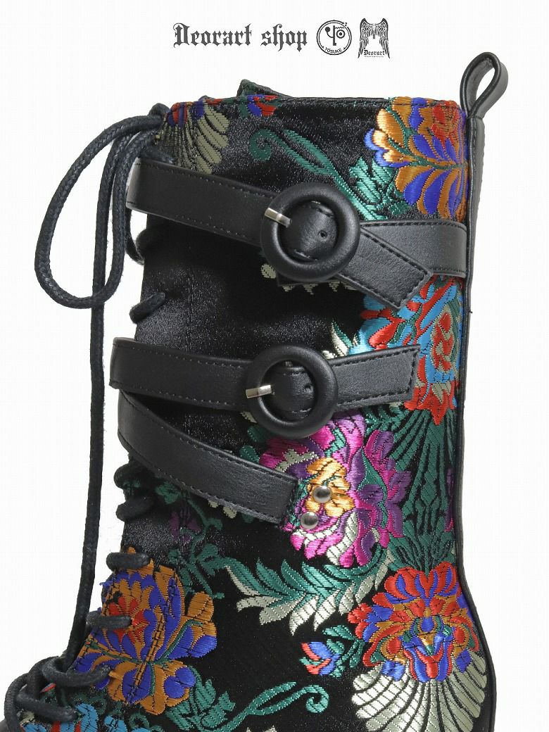 Deorart,ディオラート,厚底ブーツ,和柄,ブーツ,原宿系ファッション,ベルト付,通販,20代,30代,40代,V系ファッション,秋冬,レディース,メンズ