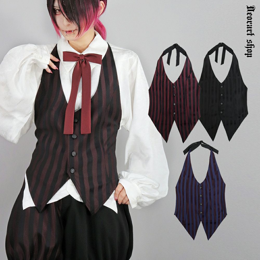 Deorart,ディオラート,V系,ストライプ,ホラー,地雷系,執事風ギャルソン,マント,ベスト,ジレ,中世,王子,セットアップ,V系,ヴィジュアル系,コーデ,ホスト,コンカフェ,ライブ,ファッション,ダンス衣装,メンズ,レディス,男装