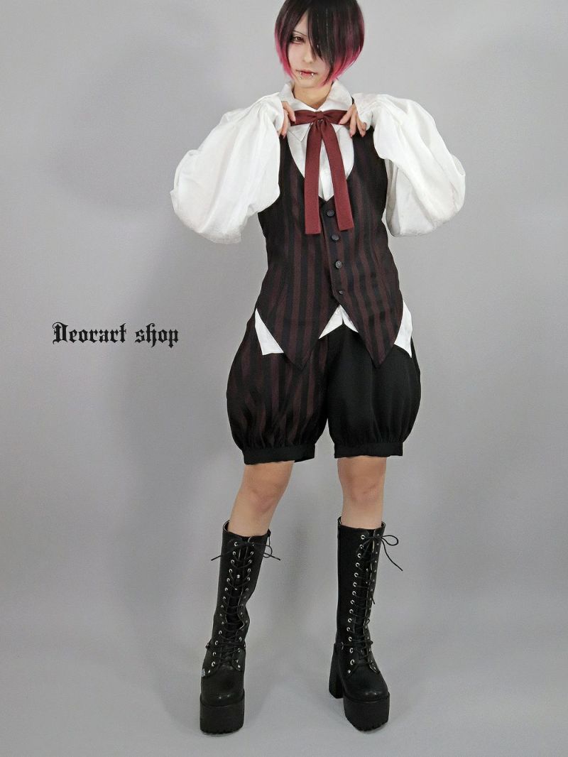 Deorart,ディオラート,V系,ストライプ,ホラー,地雷系,執事風ギャルソン,マント,ベスト,ジレ,中世,王子,セットアップ,V系,ヴィジュアル系,コーデ,ホスト,コンカフェ,ライブ,ファッション,ダンス衣装,メンズ,レディス,男装