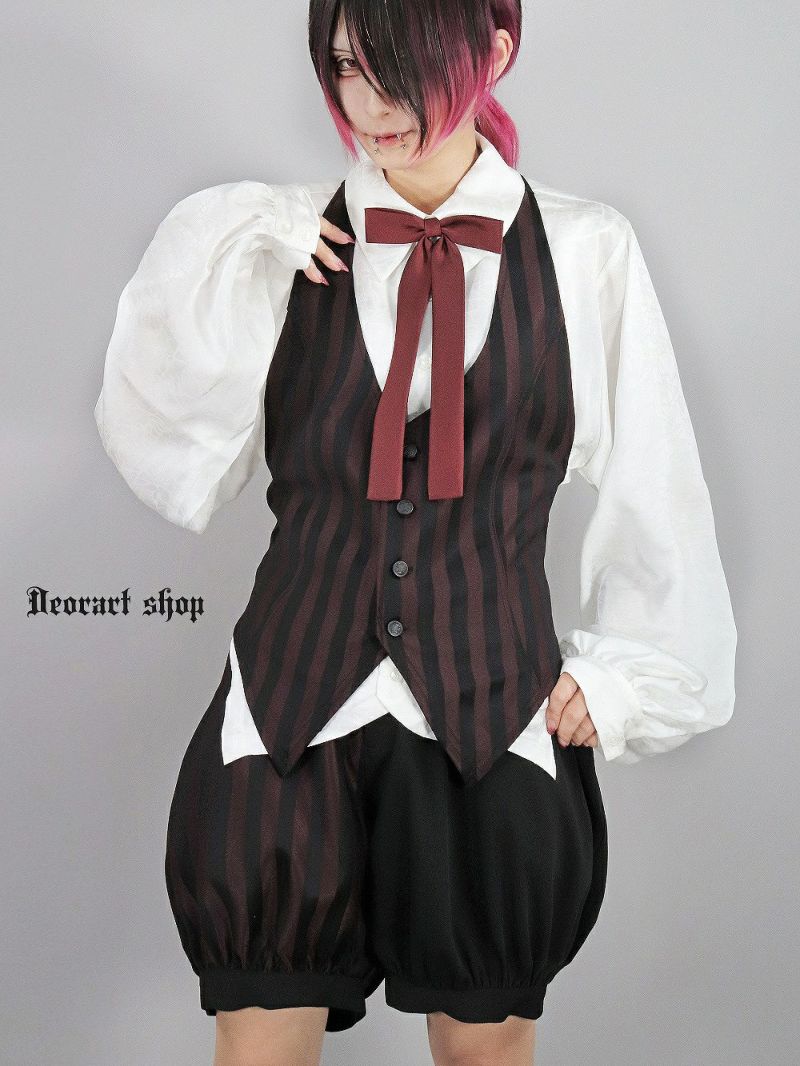 Deorart,ディオラート,V系,ストライプ,ホラー,地雷系,執事風ギャルソン,マント,ベスト,ジレ,中世,王子,セットアップ,V系,ヴィジュアル系,コーデ,ホスト,コンカフェ,ライブ,ファッション,ダンス衣装,メンズ,レディス,男装