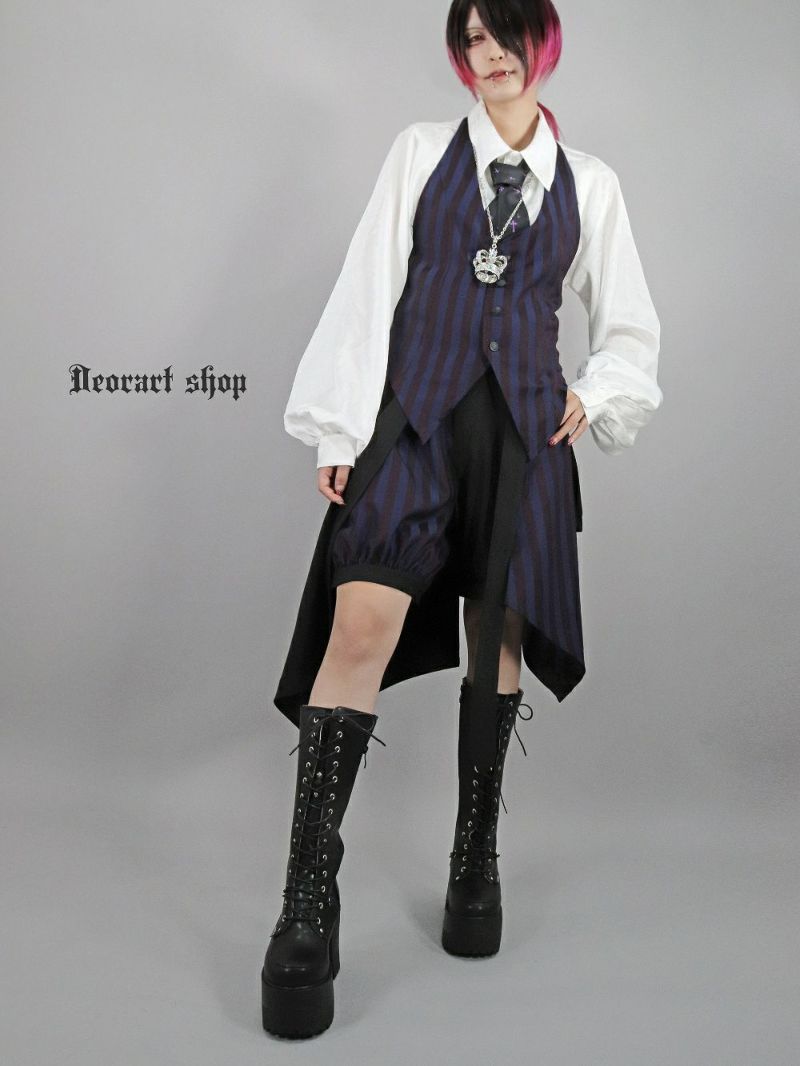 Deorart,ディオラート,V系,ストライプ,ホラー,地雷系,執事風ギャルソン,マント,ベスト,ジレ,中世,王子,セットアップ,V系,ヴィジュアル系,コーデ,ホスト,コンカフェ,ライブ,ファッション,ダンス衣装,メンズ,レディス,男装
