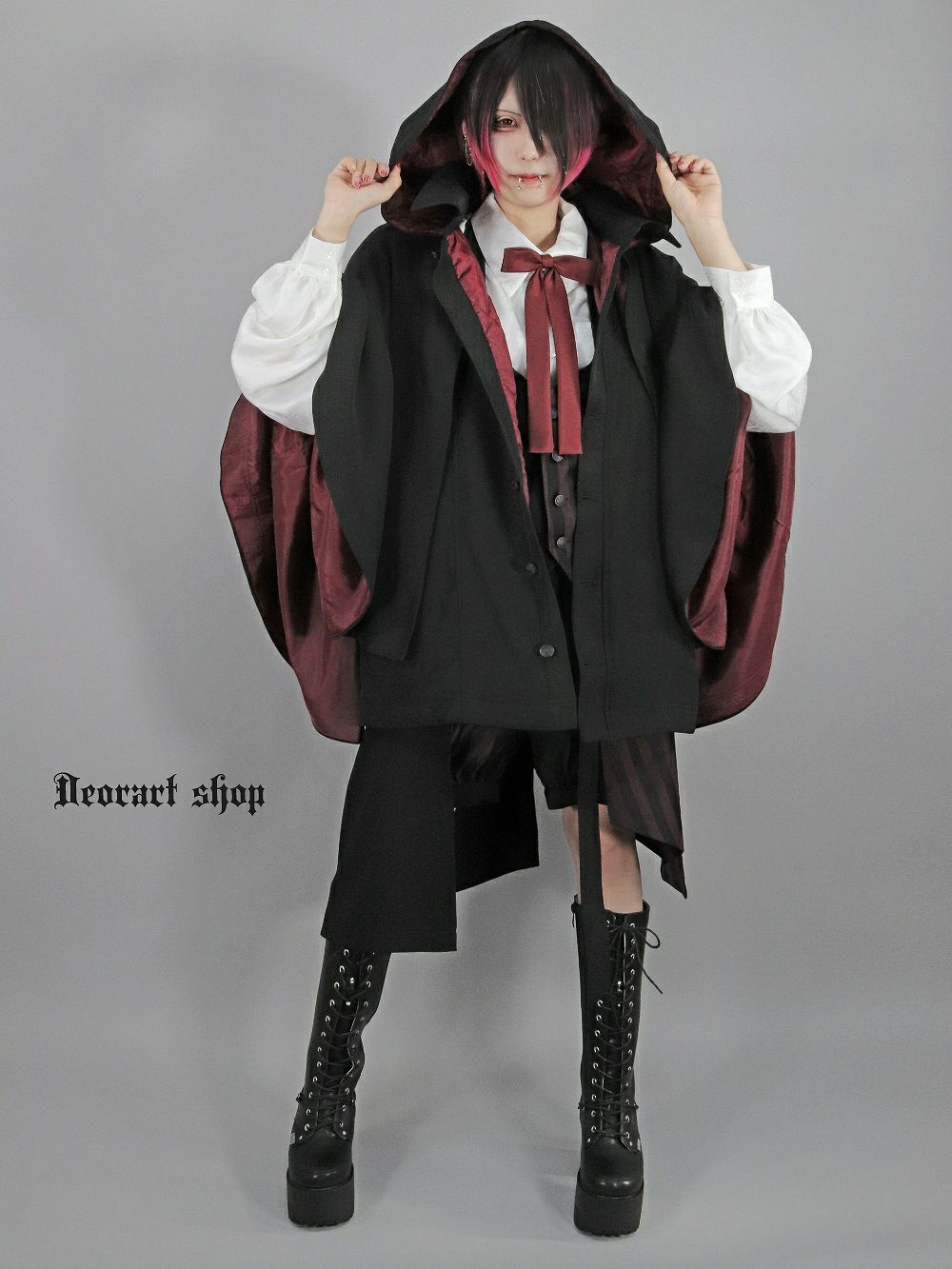 Deorart,ディオラート,V系,ストライプ,ホラー,地雷系,執事風ギャルソン,マント,ベスト,ジレ,中世,王子,セットアップ,V系,ヴィジュアル系,コーデ,ホスト,コンカフェ,ライブ,ファッション,ダンス衣装,メンズ,レディス,男装